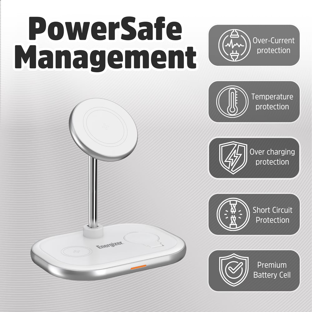 Energizer WCP303 3-in-1 White QI Wireless Charging Stand 15W Image 8