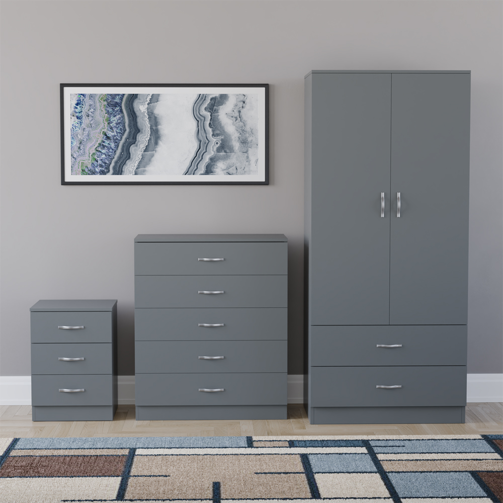 VIDA DESIGNS Riano Grey 3 Piece Bedroom Furniture Set Image 2