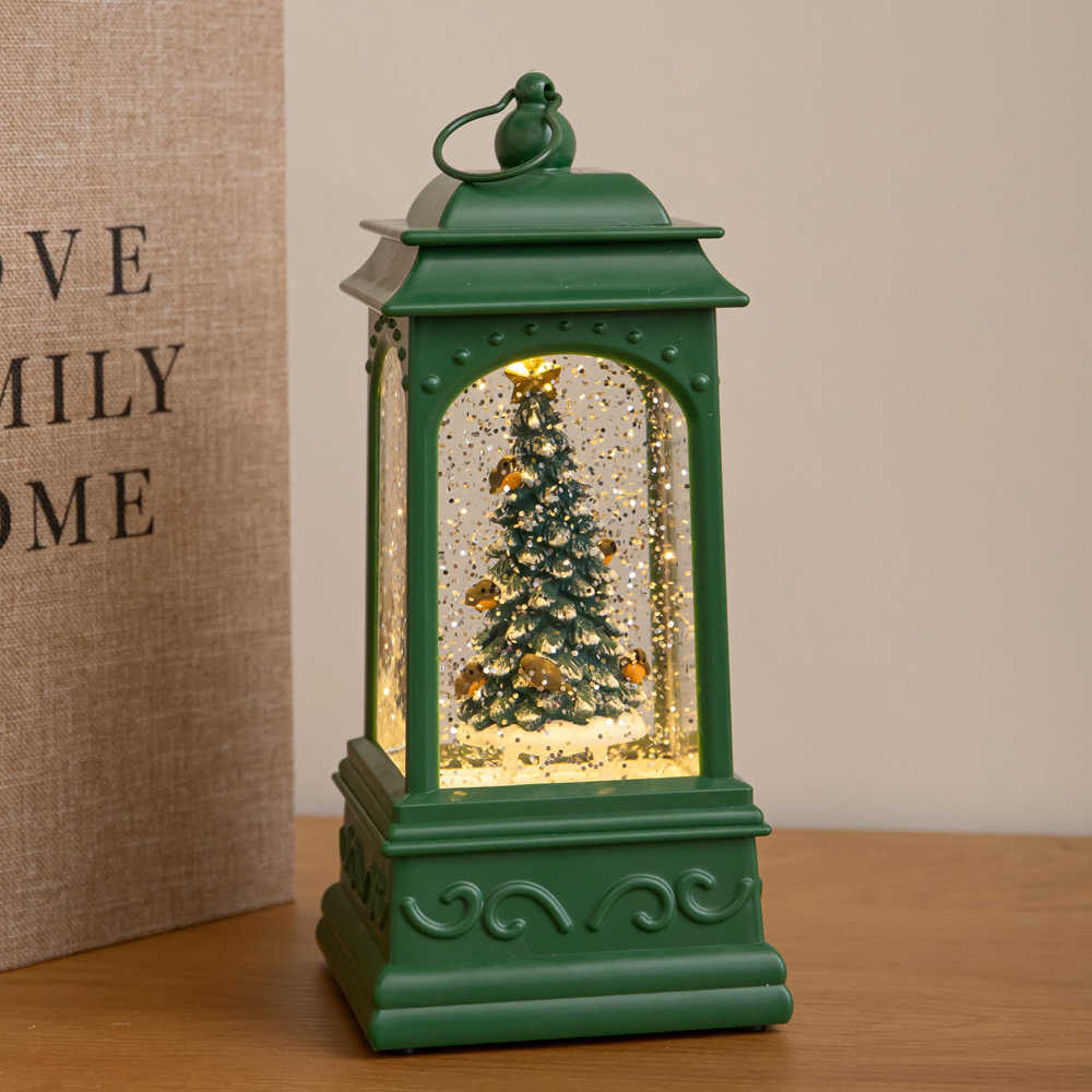 Samuel Alexander Warm White LED Green Christmas Tree Water Spinner Lantern 21cm Image 2