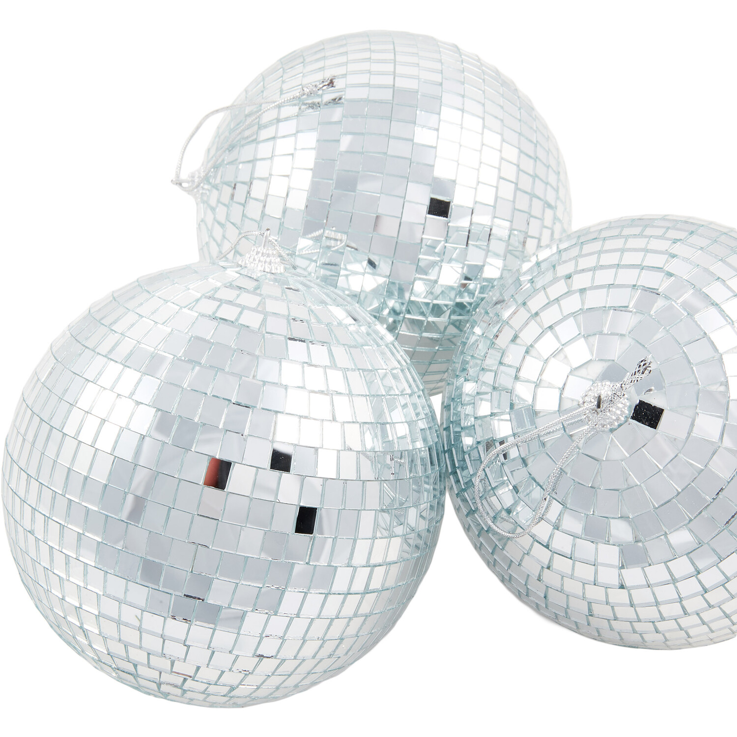 Pack of 3 Disco Ball Baubles - Silver Image 1