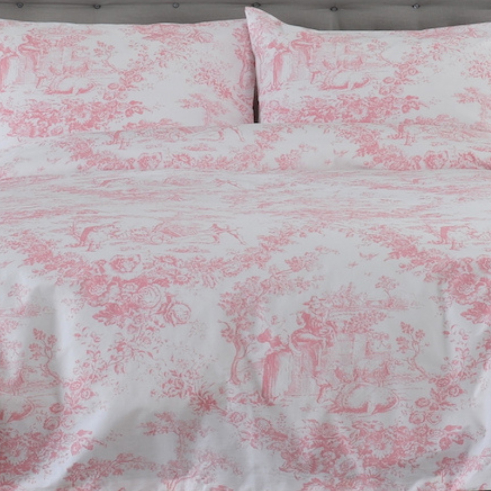 The Lyndon Company 2021 Toile De Jouy King Size Pink Duvet Cover Image 2