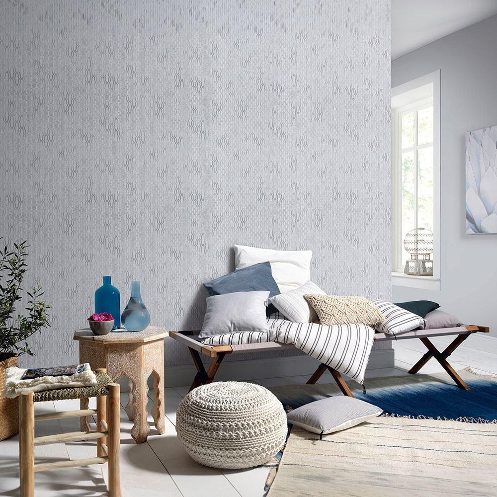 Erismann Soft Geometric Trellis Grey Non Woven Vinyl Wallpaper Image 3