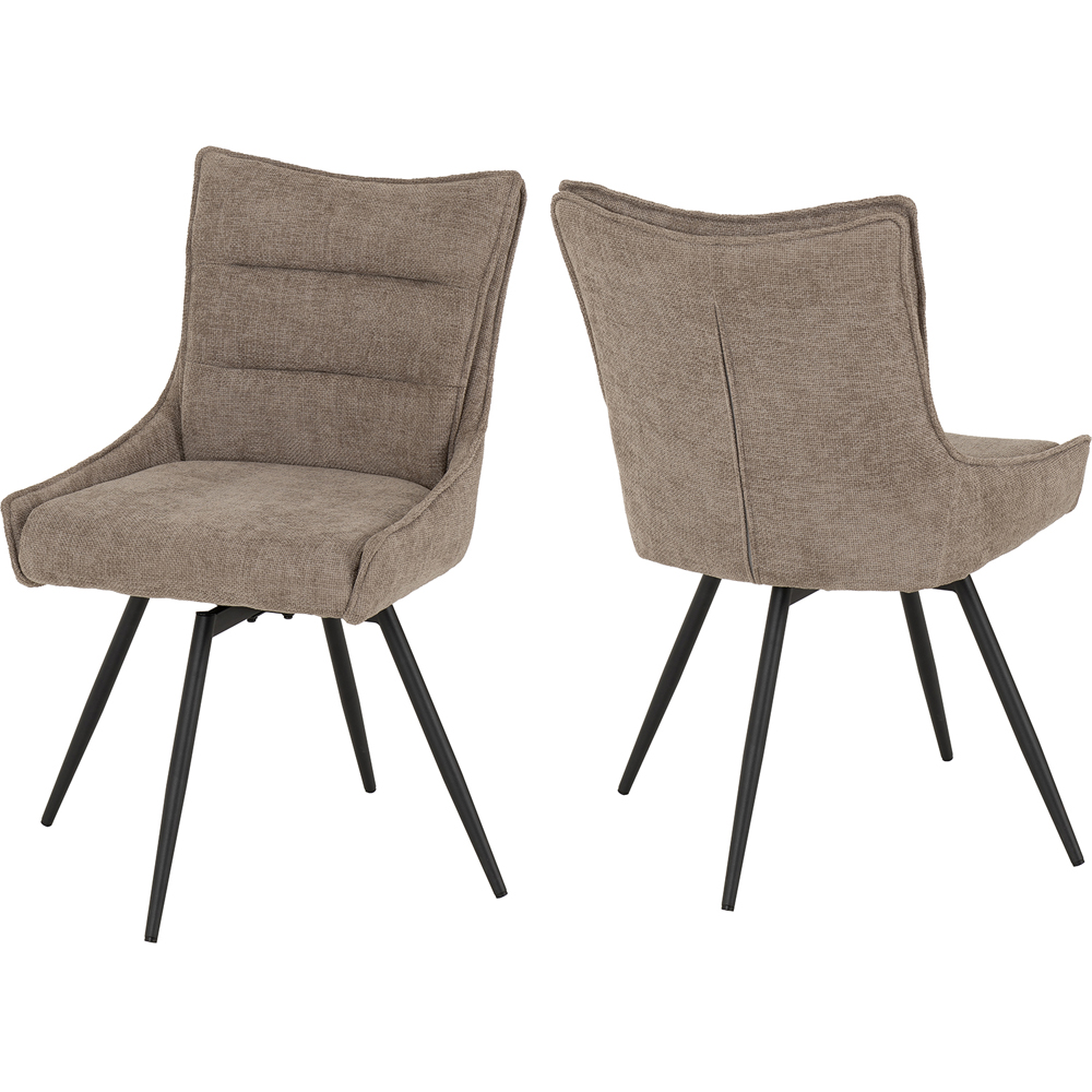 Seconique Lewis Set of 2 Fawn Fabric Swivel Dining Chair Image 2
