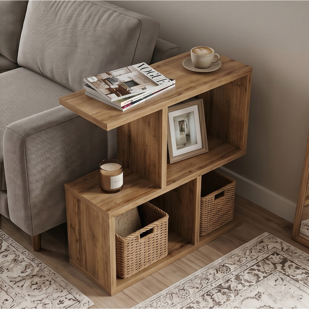 Shefa Line Eden 4 Shelf Wotan Oak Side Table Image 3