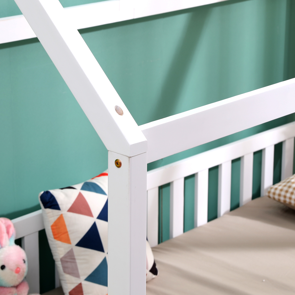Portland Wood House White Kids Bed Frame Image 6