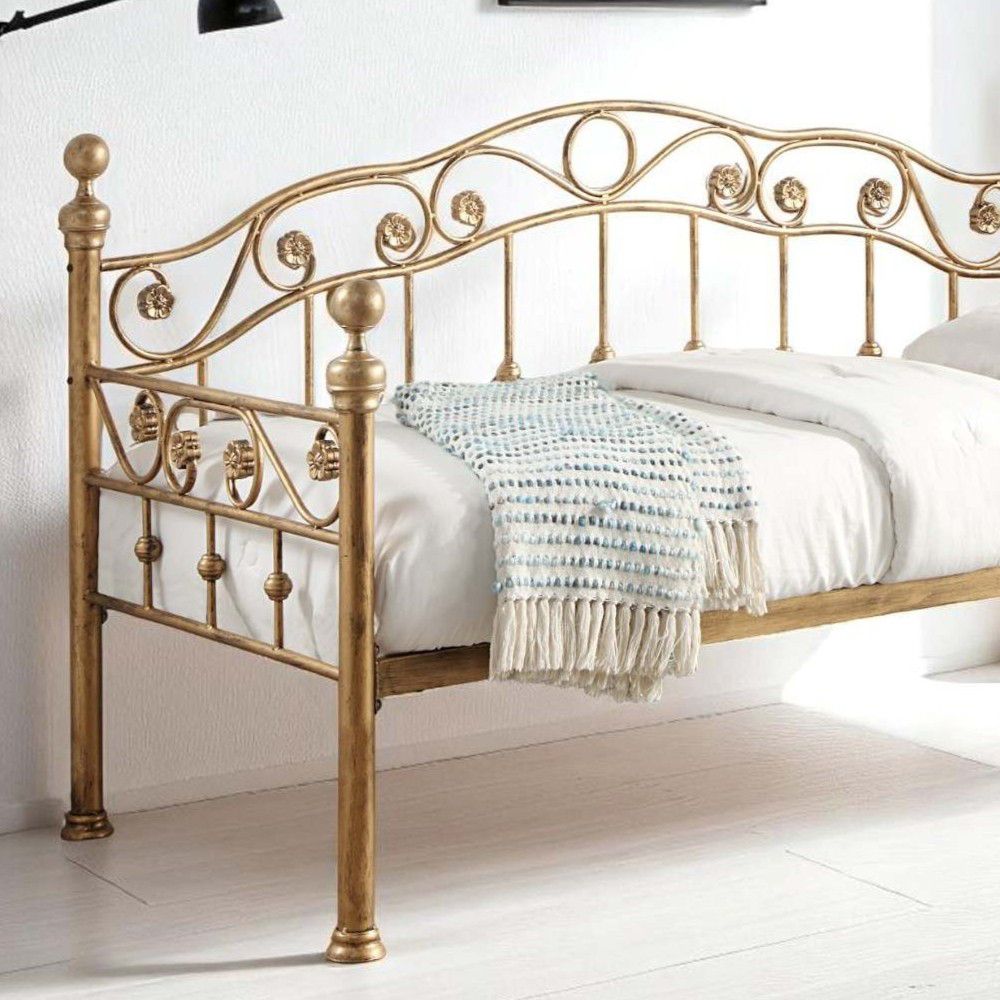 OAT Home Mayfair Single Antique Brass Effect Metal Day Bed Image 3