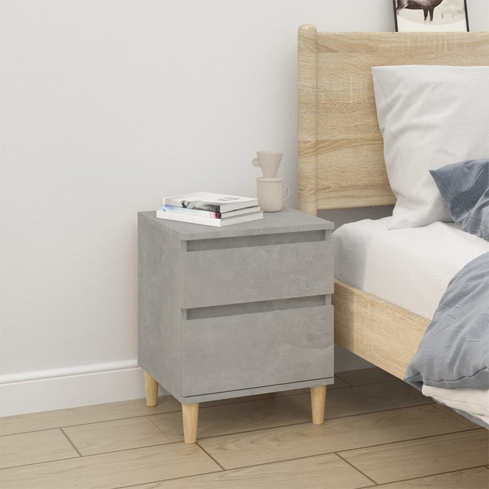 vidaXL Single Door Single Drawer Concrete Grey Bedside Cabinet Set of 2 Image 9