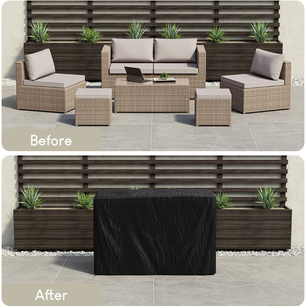 GARDEN VIDA Islay 6 Seater Black PE Rattan Set Garden Lounge Set with Cover Image 7