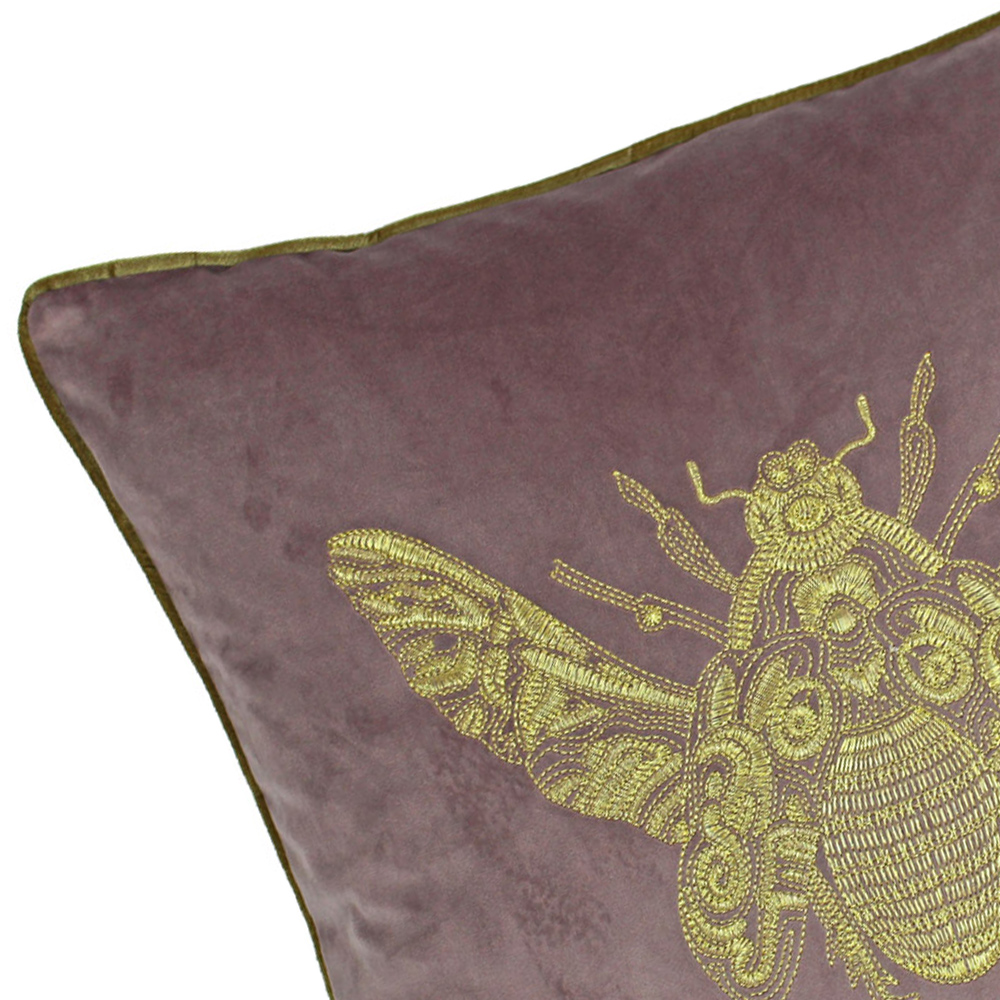 Paoletti Cerana Dusky Blush Embroidered Velvet Cushion Image 2