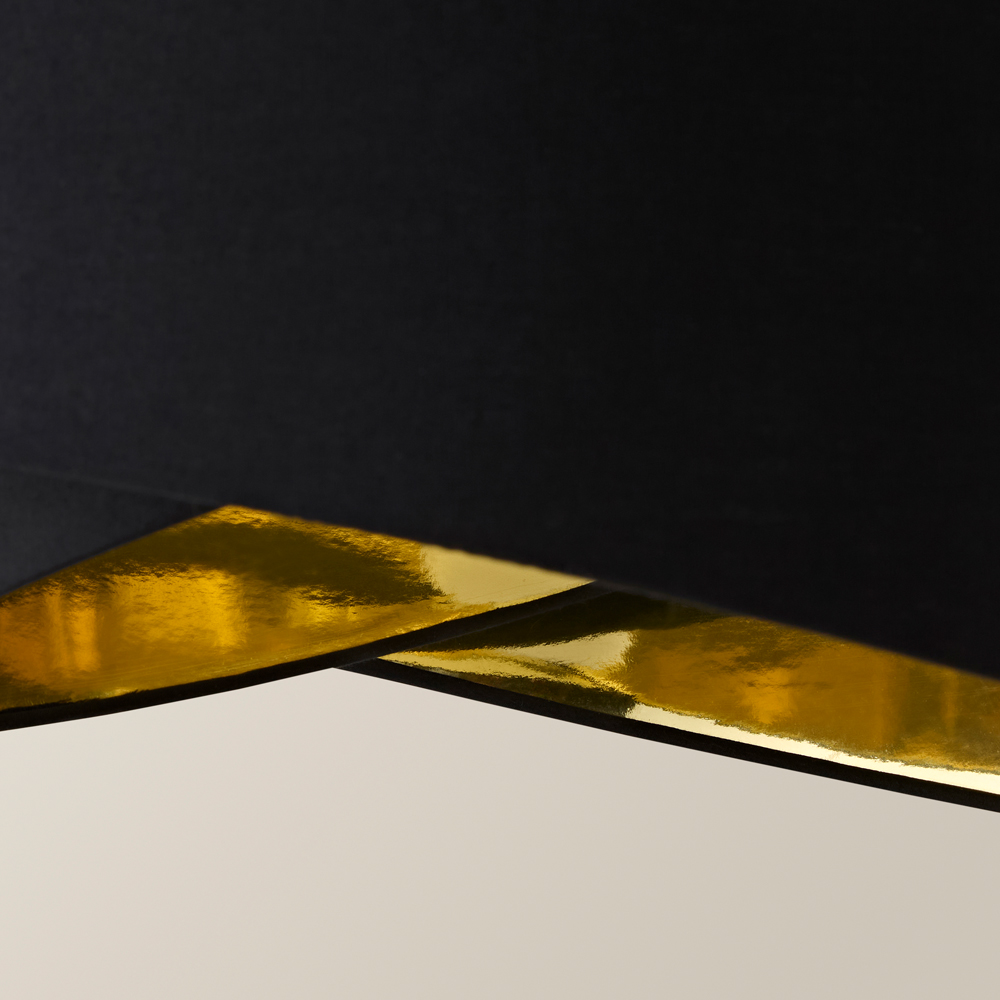 ValueLights Trekan 2 Layer Black with Metallic Gold Inner Pendant Lamp Shade 40cm Image 3