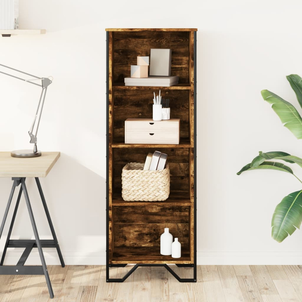 vidaXL 4 Shelf Smoked Oak Bookcase Image 1