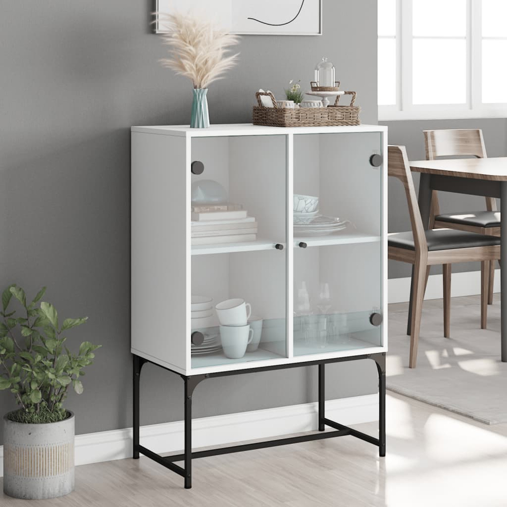 vidaXL 2 Door White Wooden Side Cabinet Image 9