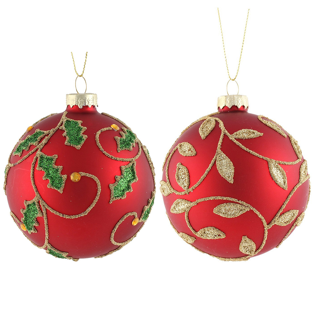 Matte Leaf Decorative Bauble Red - Red Image 1