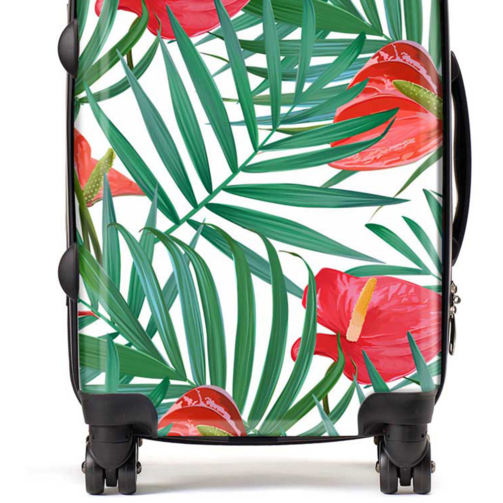 Warren Reed Designer Cabin Tropical Flowers and Palm Leaves Suitcase Image 2