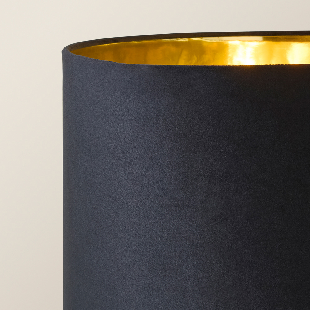 ValueLight Marissa Black Velvet Gold Inner Shade Gold Stacked Ball LED Floor Lamp Image 3