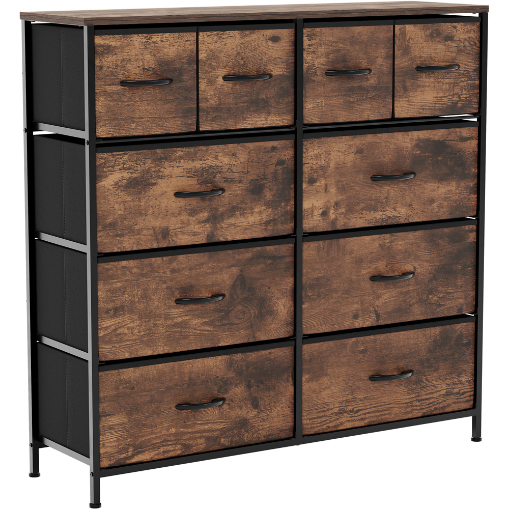 VIDA DESIGNS Chorley 10 Drawer Rustic Brown Fabric Chest of Drawer Image 2