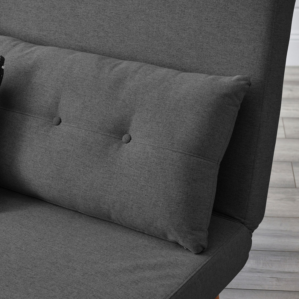 Julian Bowen Rowan Single Seater Mid Grey Button-Tufted Sofa Bed Image 7