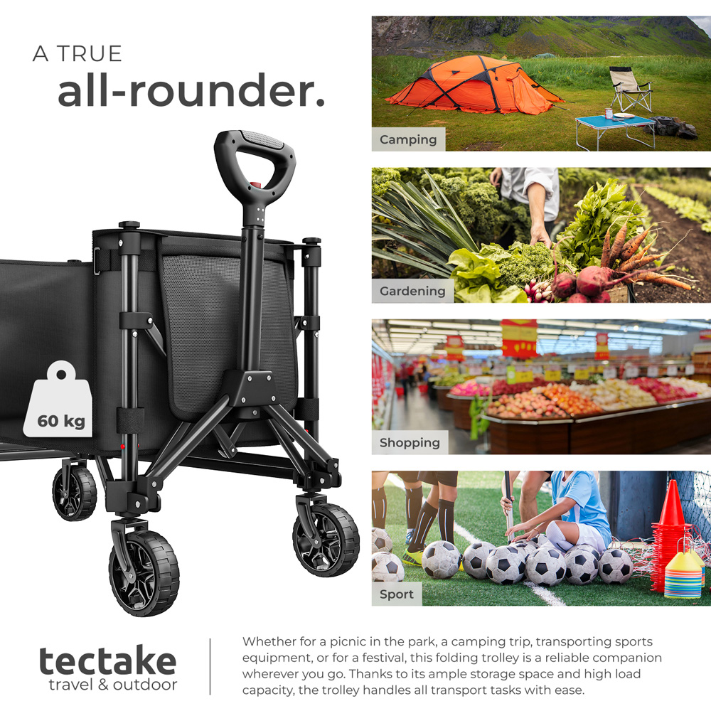 tectake SmartRider 120L Black Folding Trolley with Telescopic Handle Image 8