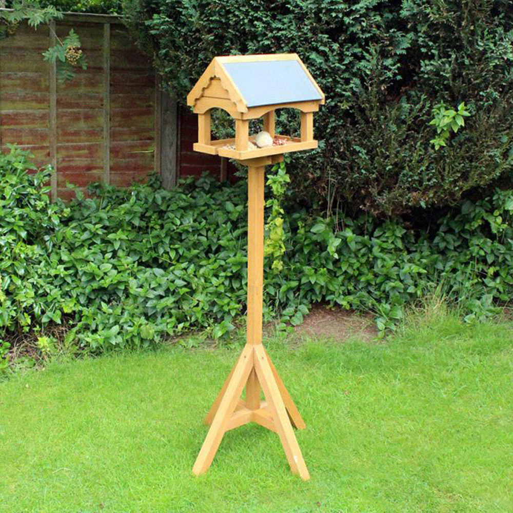 Deluxe Garden Wooden Seed Feeding Bird Table Image 2