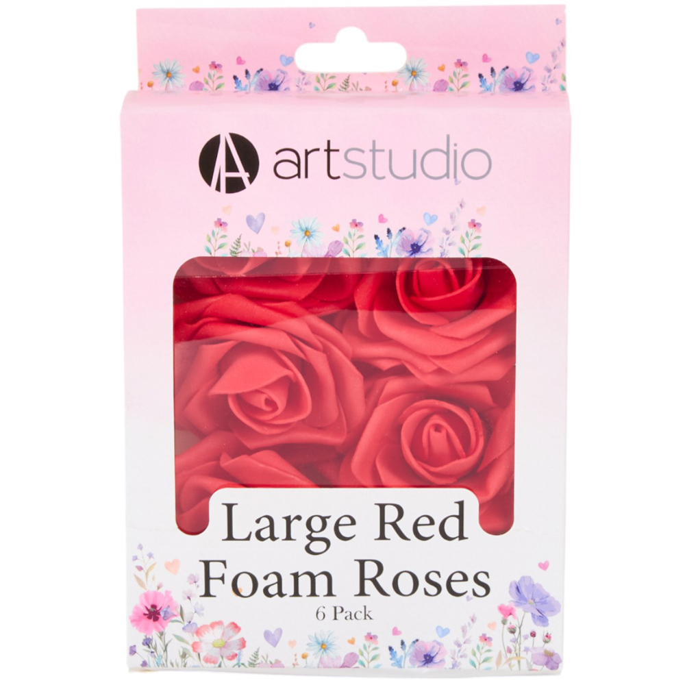 Pack of 6 Large Red Foam Roses - Red Image 1