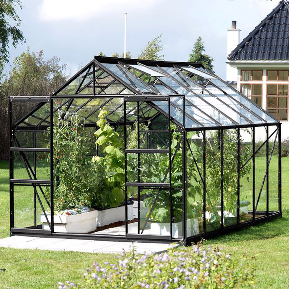 Vitavia Jupiter 9900 Black Frame Tough Glass 8 x 12ft Greenhouse Image 2