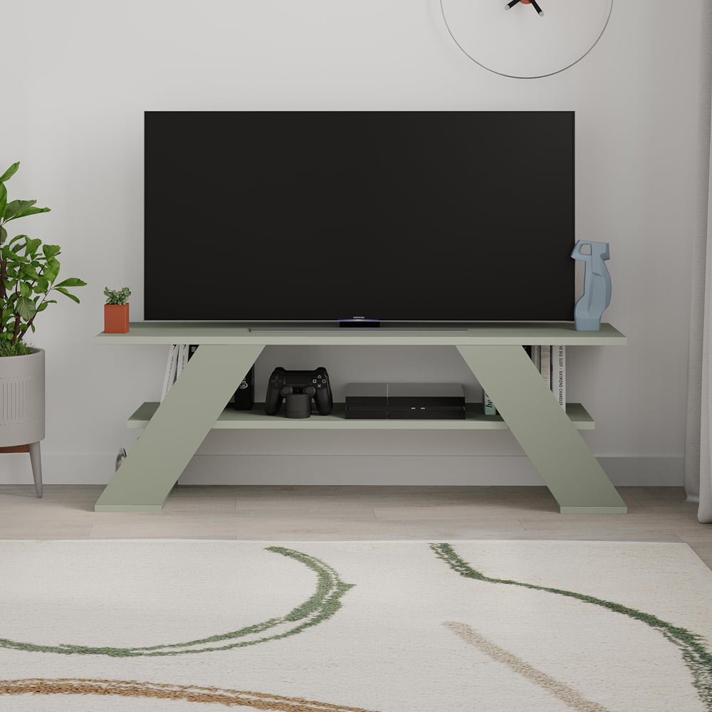 Decortie Farfalla Single Shelf Ash Green TV Unit Image 4