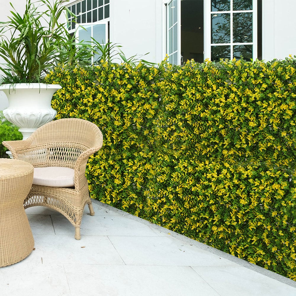 Living and Home Yellow and Green Artificial Eucalyptus Wall Panel 60 x 40cm Image 3