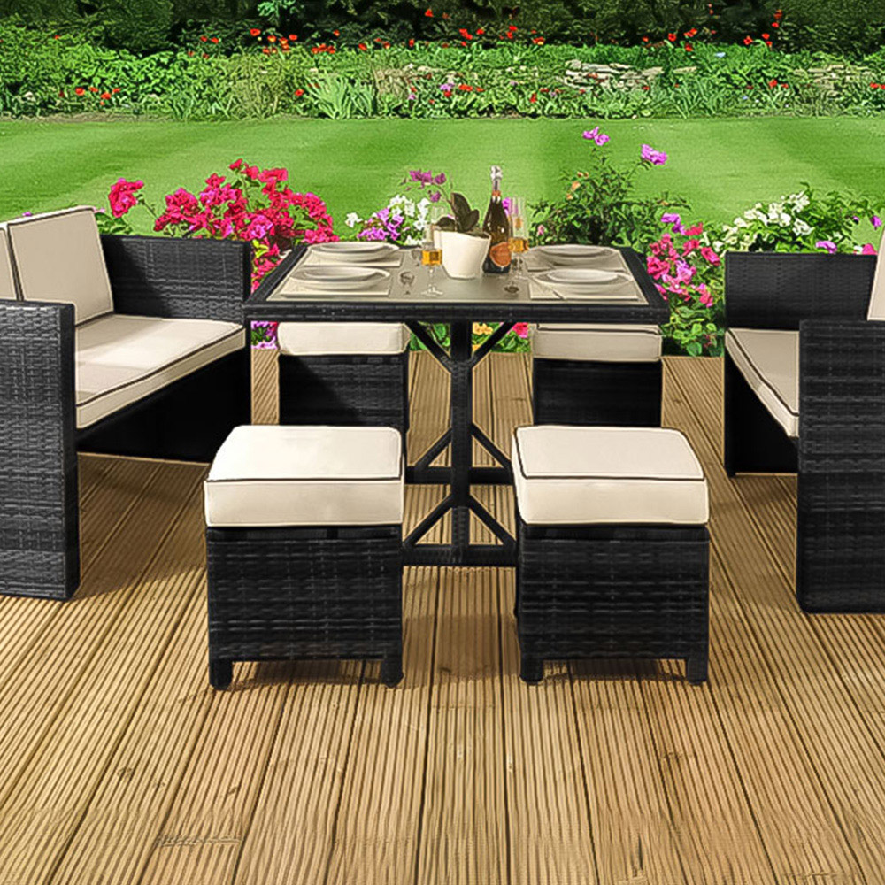 Brooklyn 8 Seater Black Rattan Garden Sofa Set Image 2