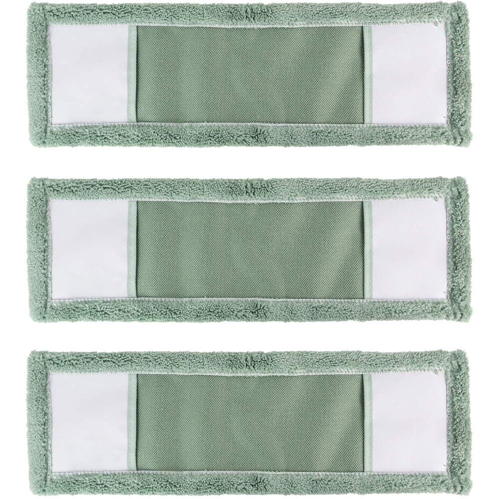 JVL Cleaning Green Replacement Microfibre Mop Pad 3 Pack Image 1