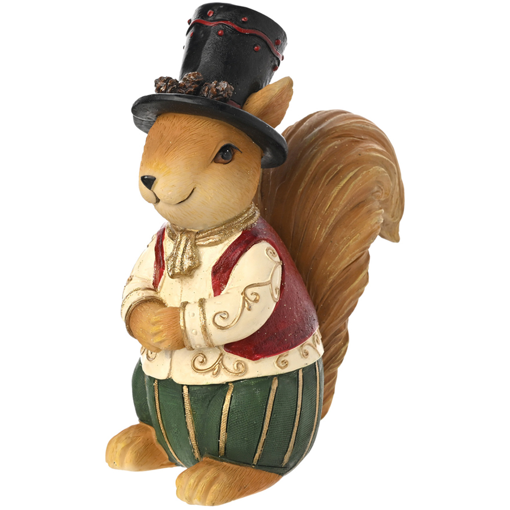 The Seasonal Gift Co. Christmas Squirrel Top Hat Christmas Figurine Image 3