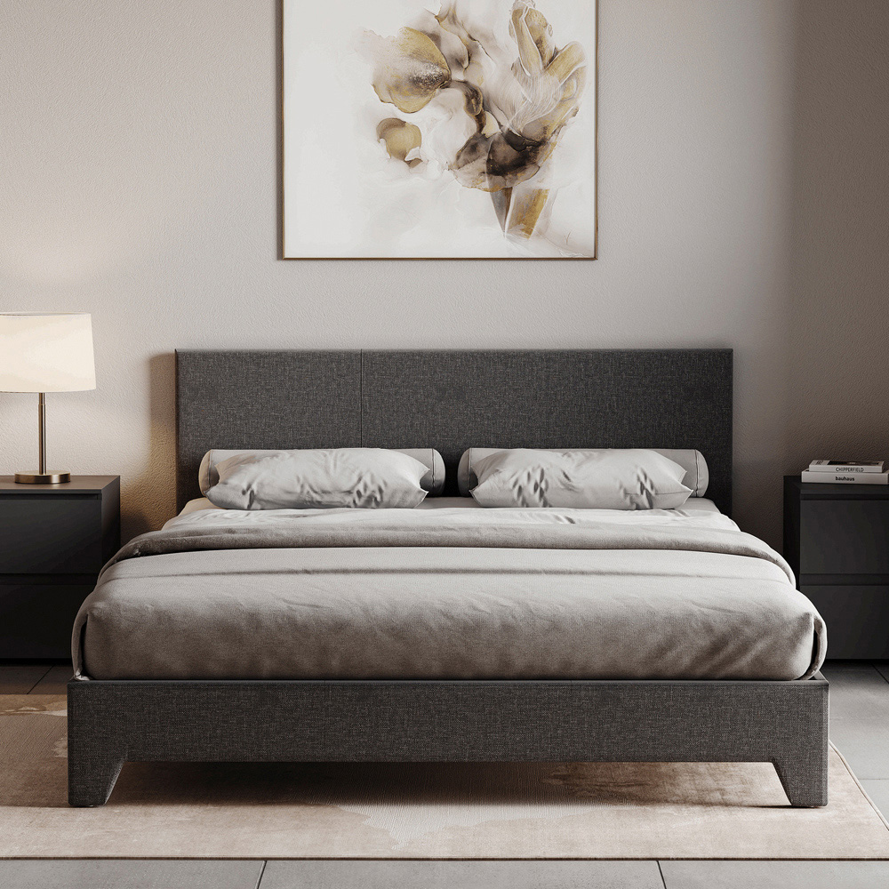 Vida Designs Victoria Double Dark Grey Linen Bed Frame Image 4