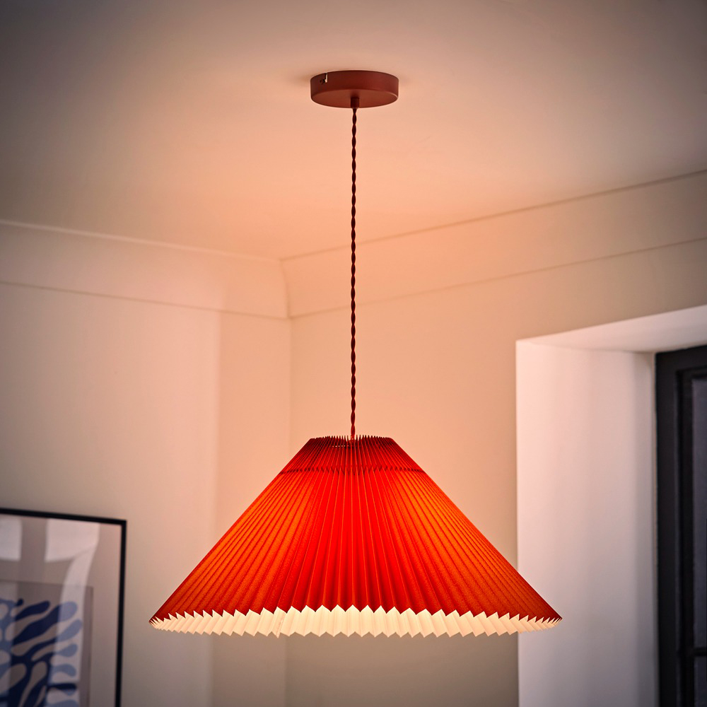 ValueLights Akira Burnt Orange Pleated Shade LED Pendant Light Image 6