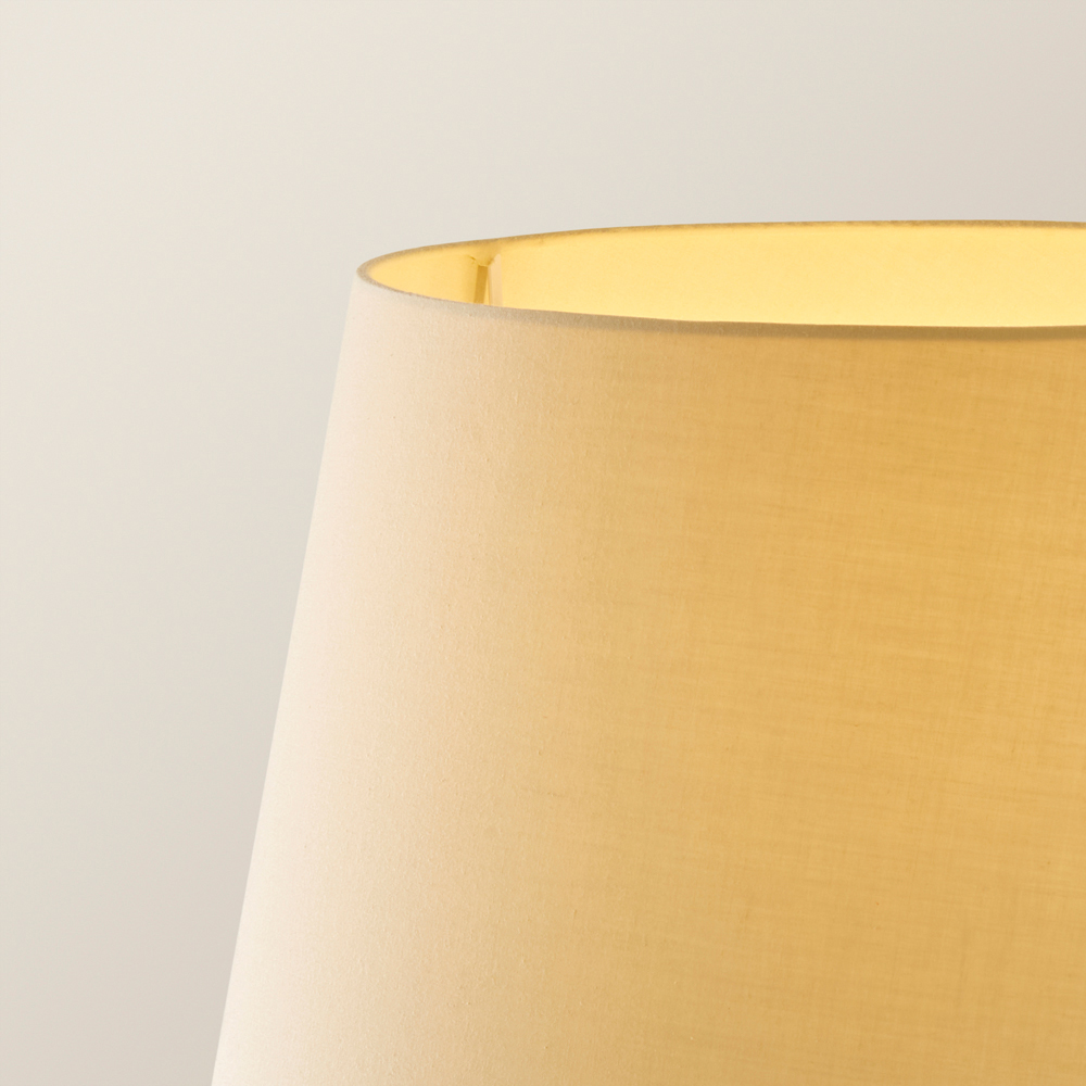 ValueLights Victoria Beige Fabric Tapered Shade Light Wood Traditional Stem LED Floor Lamp Image 4