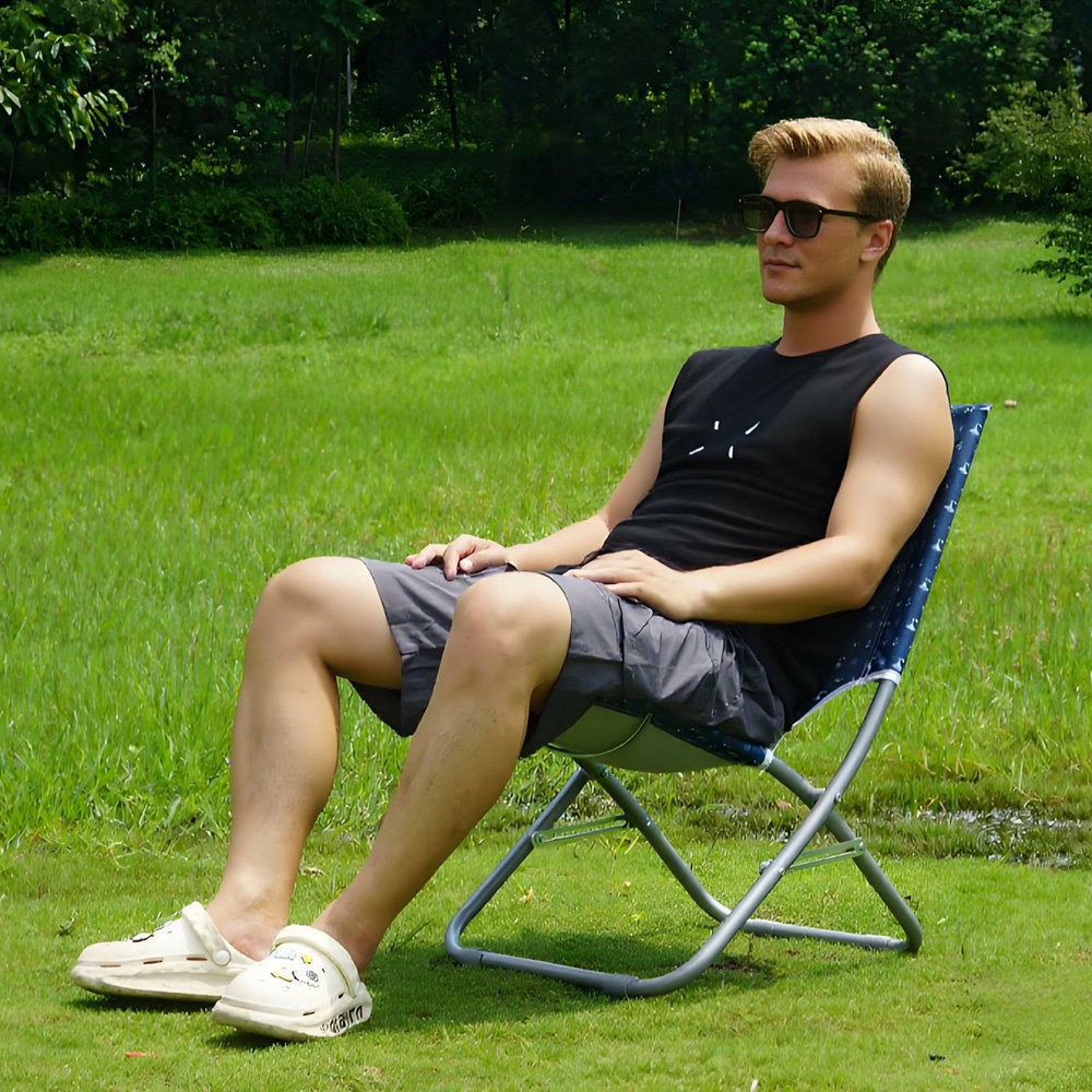 Gr8 Garden Blue Folding Adult Beach Chair Image 5