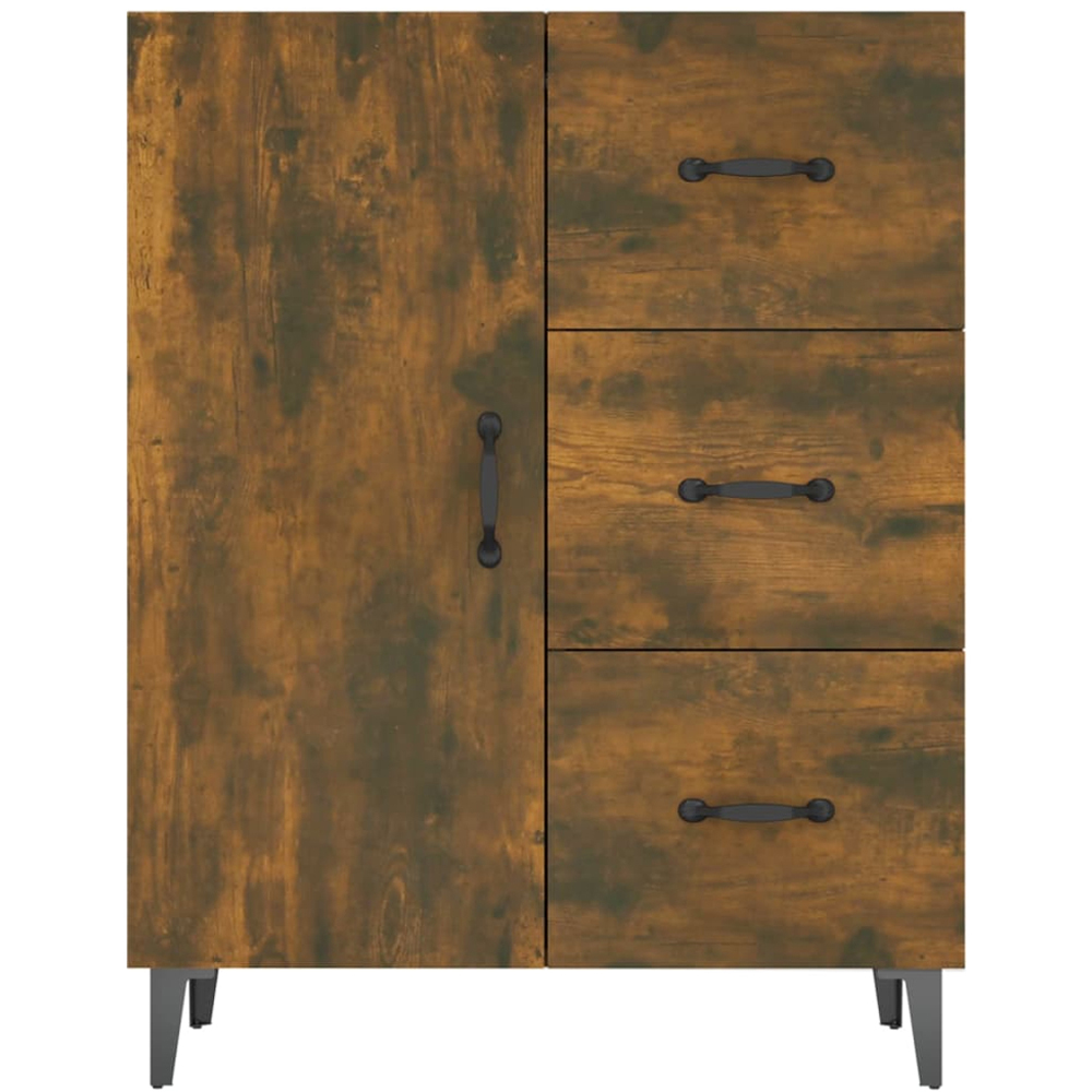 vidaXL Single Door 3 Drawer Smoked Oak Sideboard Image 5