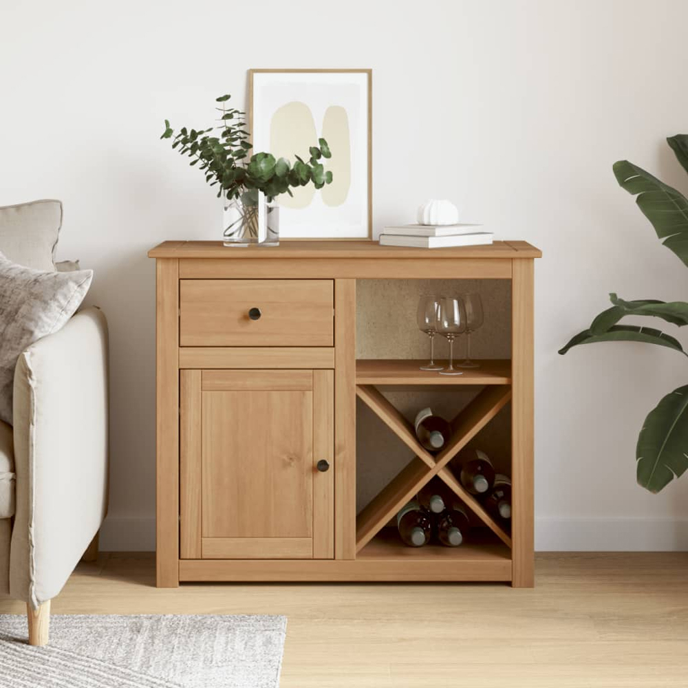 vidaXL Panama Single Door Single Drawer Solid Wood Pine Sideboard Image 8