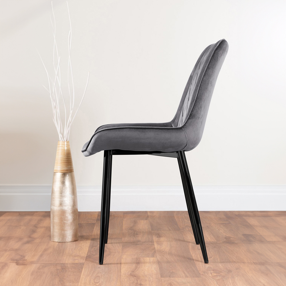 Furniturebox Lucia Cesano 6 Seater Dining Set Black Gloss and Grey Image 4