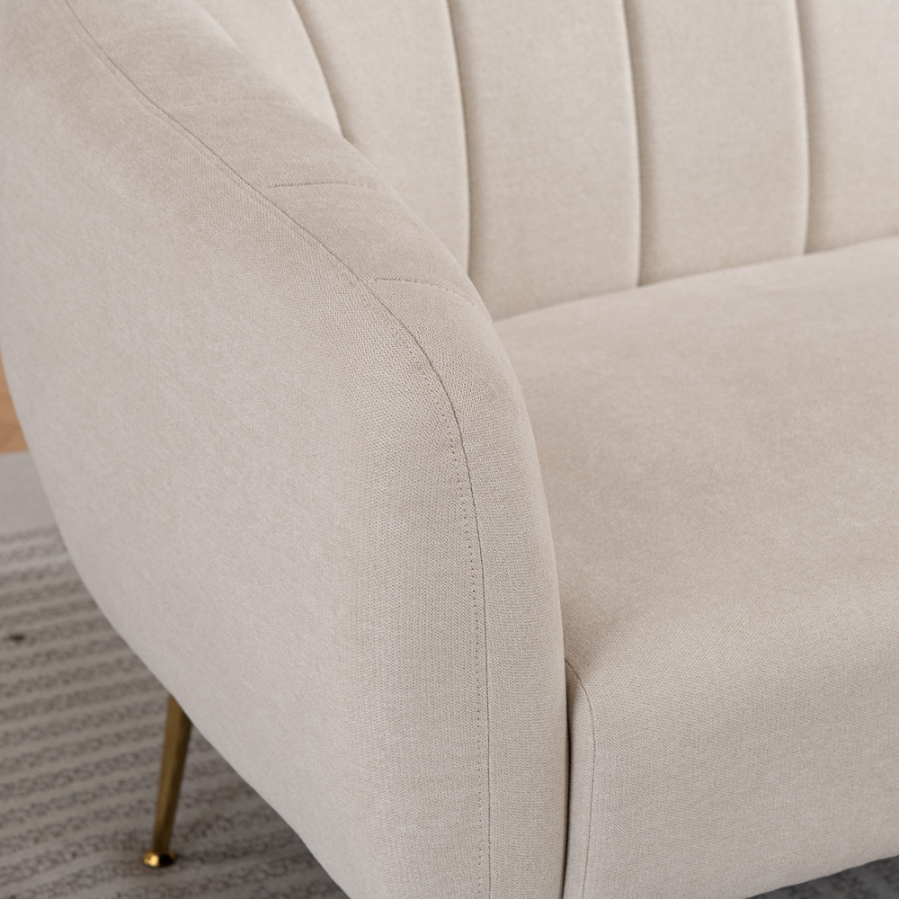 Artemis Home Stanton 2 Seater Beige Fabric Shell Accent Sofa Image 2