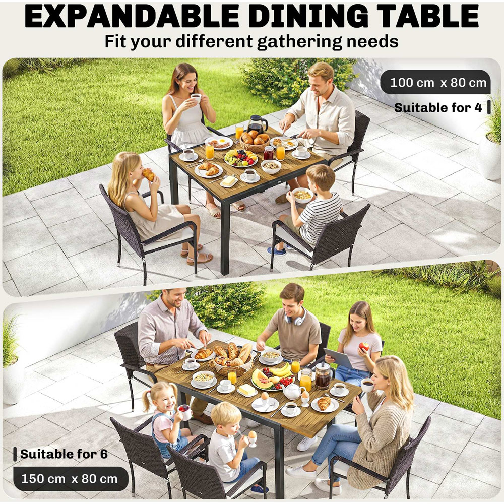 Outsunny 6 Seater Rattan Garden Furniture Set Cream Image 5