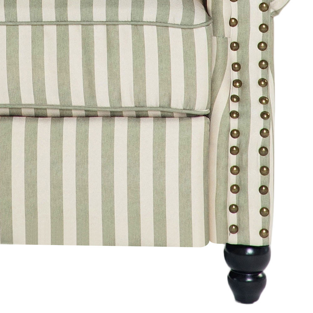 Living and Home Light Green Striped Wingback Recliner Armchair with Adjustable Backrest and Footrest Image 6