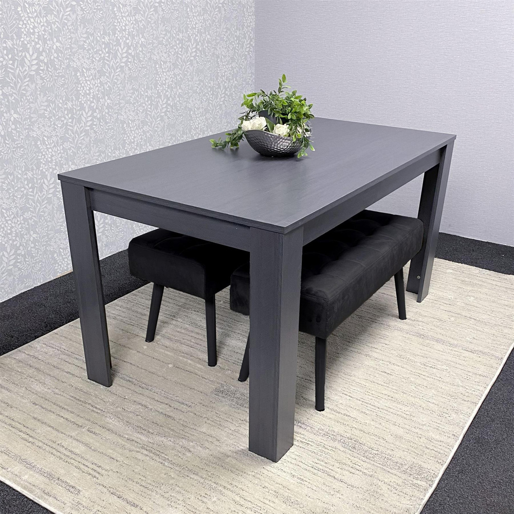 Portland 4 Seater Wooden Dining Bench Set Grey and Black Image 2