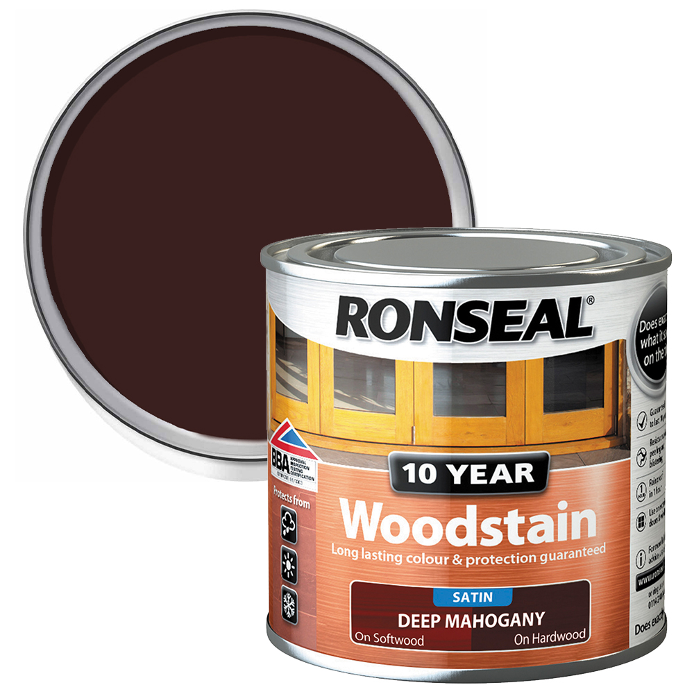 Ronseal Deep Mahogany Satin Woodstain 250ml Image 1