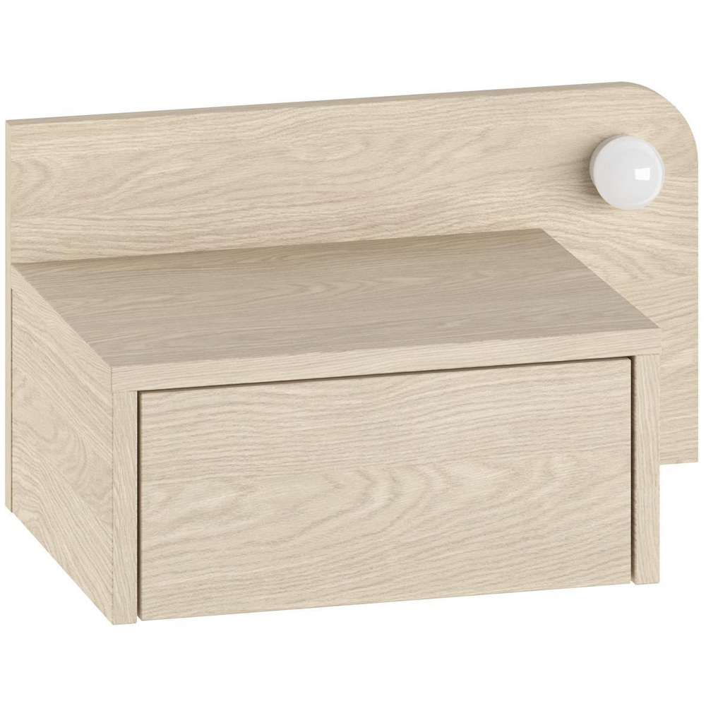 Decortie Dotta Single Drawer Sonoma Oak Wall Mounted Bedside Table with Night Light Image 2