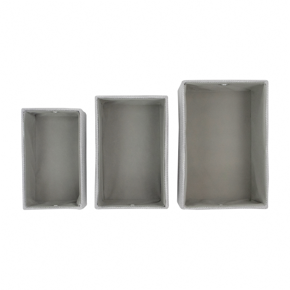 JVL Serena Light Grey Rectangular Storage Basket 3 Pack Image 5