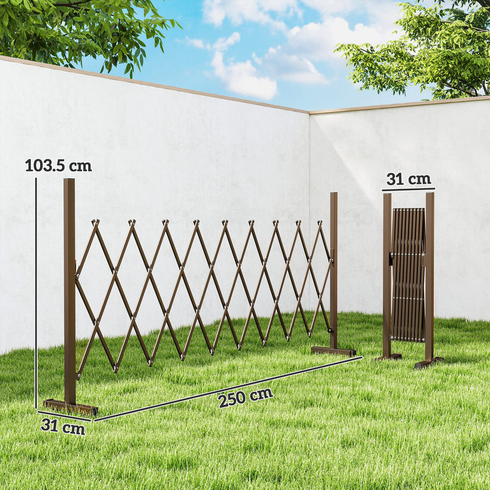 Outsunny 104 x 250cm Dark Brown Aluminium Alloy Movable Pet Safety Fence Image 9