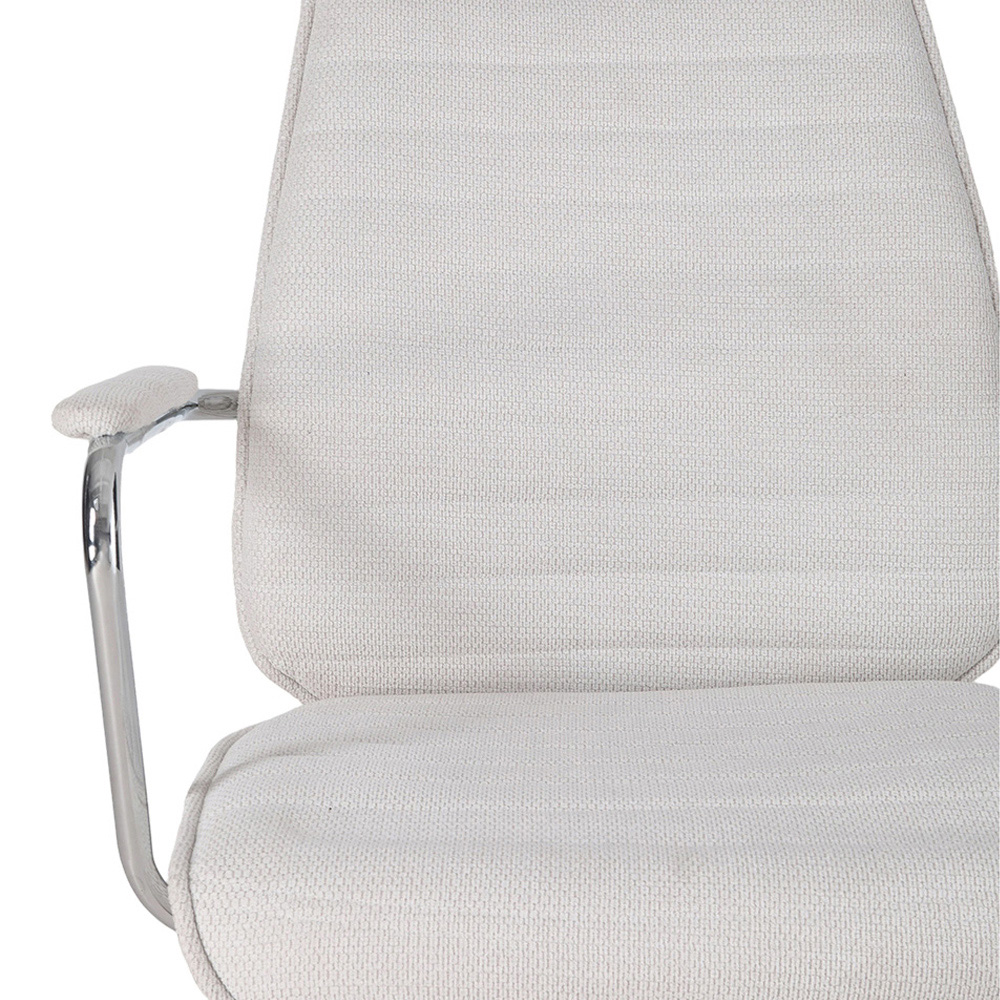 Living and Home White Chenille Swivel and Adjustable High Back Retro Office Chair Image 5