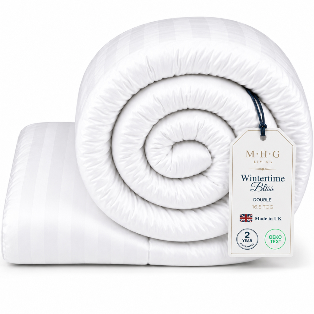 MHG Living Double White Striped Extra Warm Winter Hollowfibre Duvet 16.5 Tog Image 3