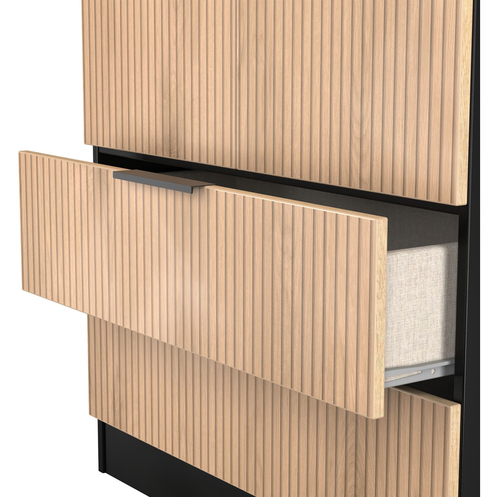 Crowndale Java 2 Door 2 Drawer Slatt Effect and Black Tall Wardrobe Ready Assembled Image 7