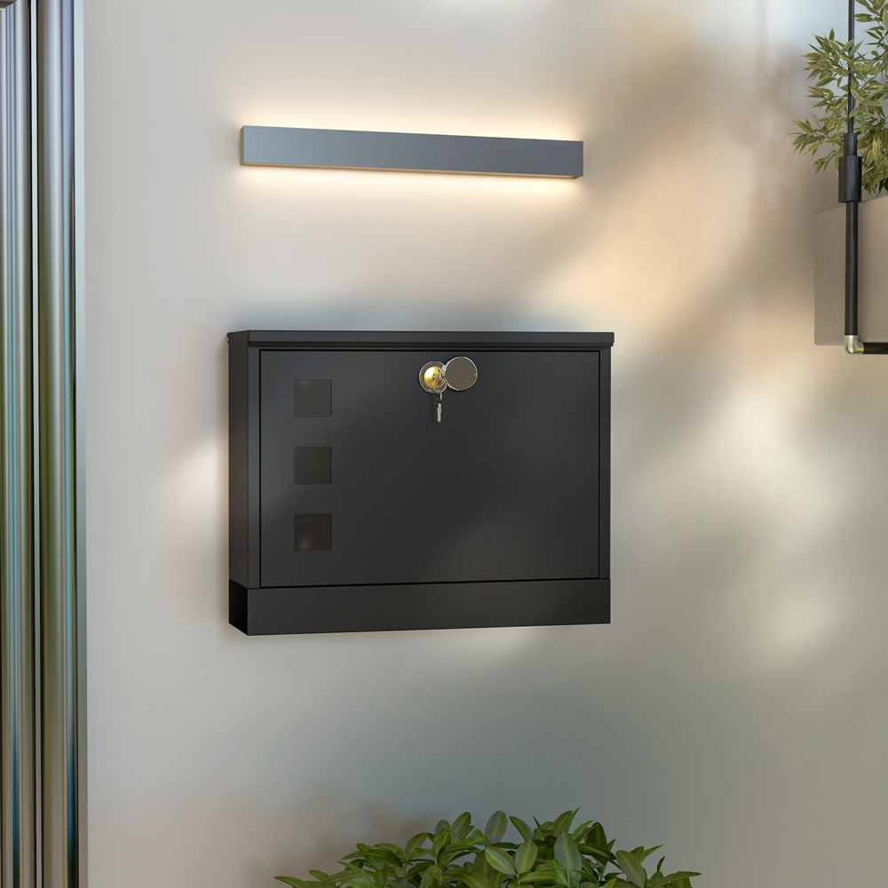 HOMCOM Wall Mounted Mailbox with Windows and Keys Image 2