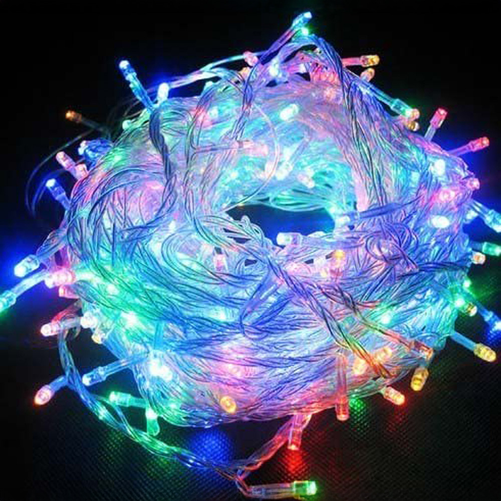 Best Artificial 200 Multicoloured Multi Function Mains Powered Clear String Light Image 1